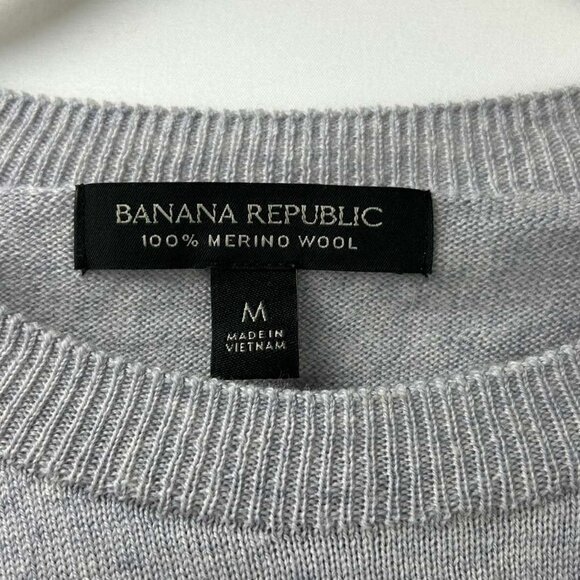 Banana Republic Women's Medium Sweater 100% Merino Wool Gray Crew Neck - Picture 7 of 11